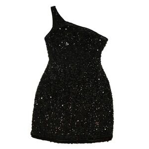 GB Gianni Bini Black Homecoming FormalOne Shoulder Sequin Mini Dress Size 5